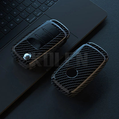 ABS Carbon Fiber Car Key Case Cover for VW, SEAT & Skoda – Fits Polo, Golf, Passat, Beetle, Tiguan, Leon, Altea, Octavia, Kodiaq