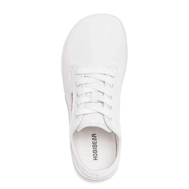 HOBIBEAR Wide-Toe Family Sneakers — Barefoot Minimalist Lace-Up Casual Walking Shoes with Hook & Loop Faux Leather