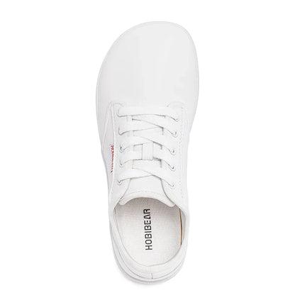 HOBIBEAR Wide-Toe Family Sneakers — Barefoot Minimalist Lace-Up Casual Walking Shoes with Hook & Loop Faux Leather