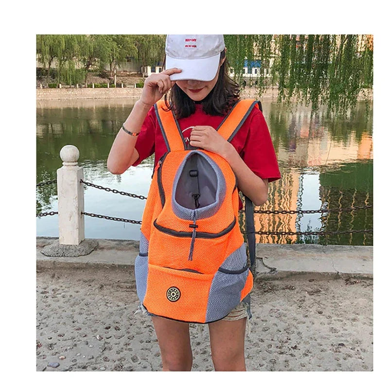 Double Shoulder Portable Travel Backpack - New Outdoor Pet Dog Carrier Bag with Mesh Front - Convenient Pet Dog Backpack for Adventures