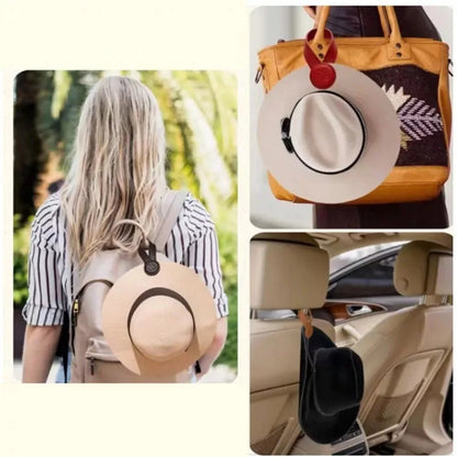 Multi-Purpose PU Leather Magnetic Hat Clip – Strong Magnetic Round Organizer for Travel Bags, Luggage & Accessories Holder