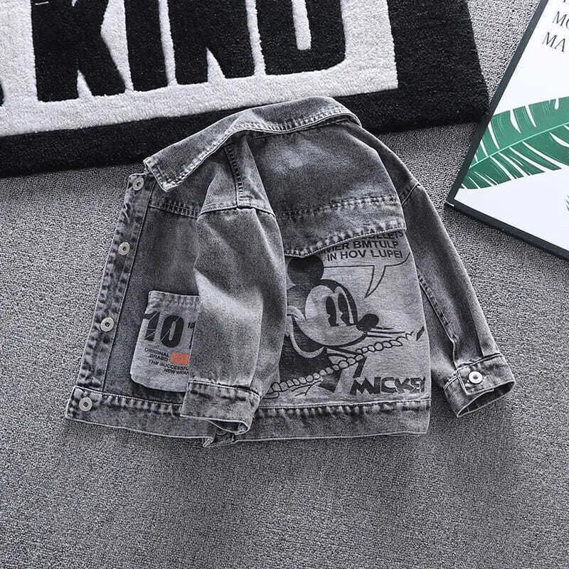 Mickey Denim Jacket for Kids – Cartoon Jean Coat for Boys & Girls, Stylish Autumn Outerwear