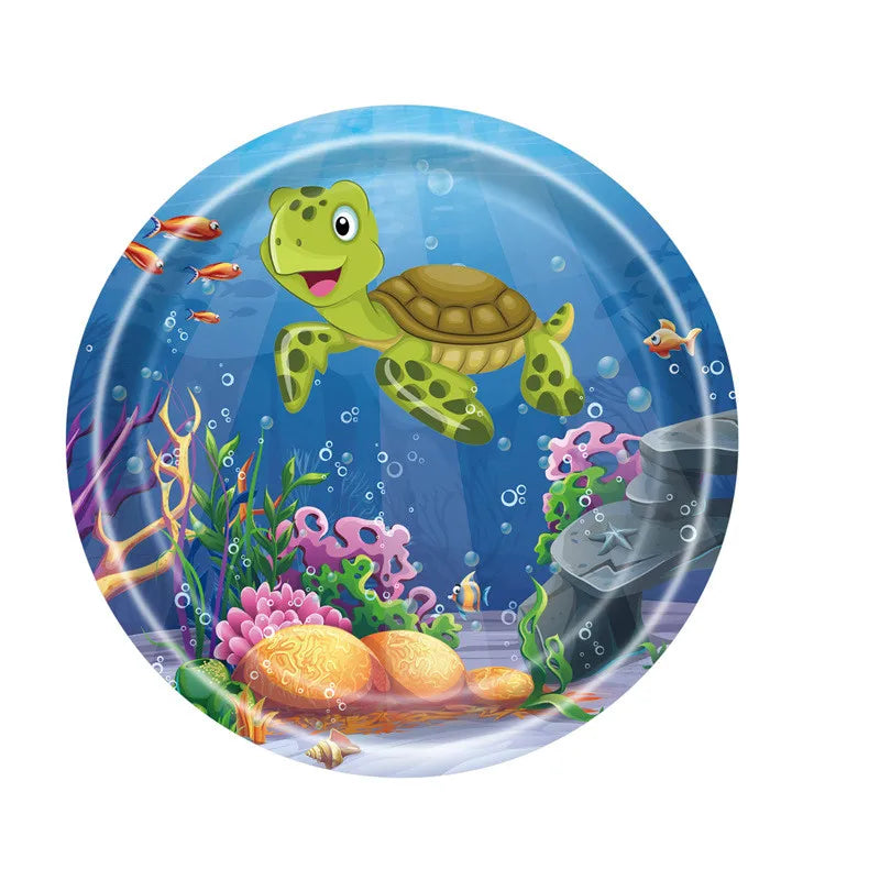 Cartoon Ocean Animal Dolphin Themed Party Supplies - Disposable Tableware, Cups, Plates, Tablecloths, Banners, Balloons for Baby Showers and Birthdays