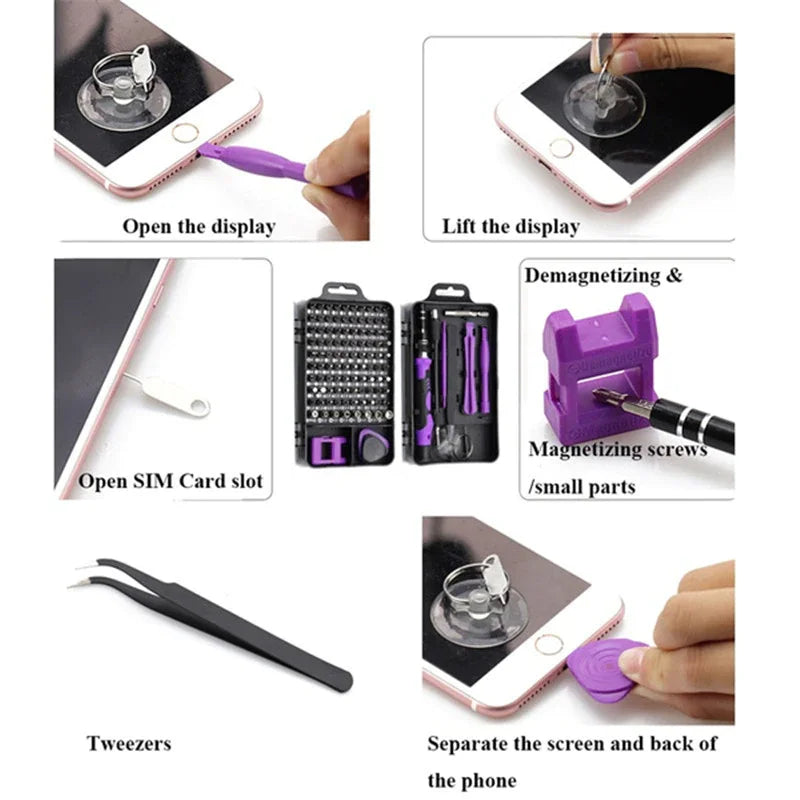 115-in-1 Multifunctional Screwdriver Set: Computer, Mobile Phone, & Household Equipment Repair Kit - Insulated Manual Tools