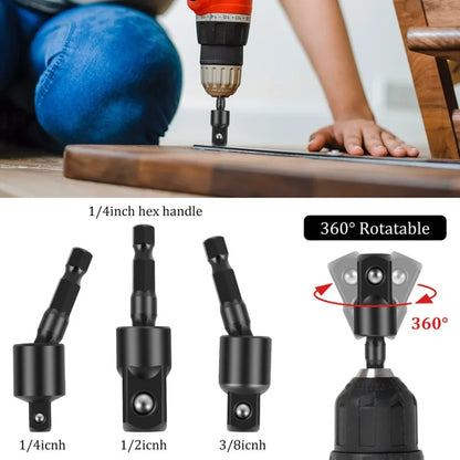 Flexible Drill Bit Extension & Right Angle Adapter Set – 105° Rotatable Hex Shank Screwdriver Bit Kit