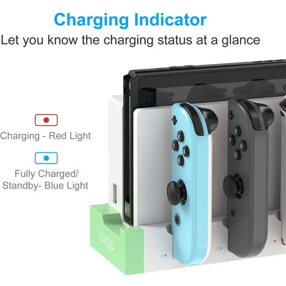 IPEGA PG-9186 Joycon Charging Dock Station for Switch & OLED – Charges Up to 4 Controllers, Compatible with All Models