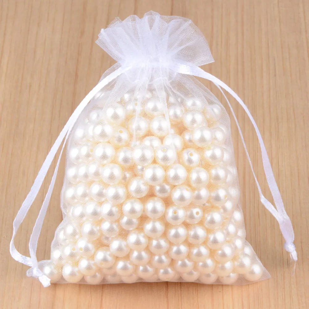 100pcs Organza Gift Bags – 7×9, 9×12, 10×15, 13×18cm Wedding & Jewelry Pouches