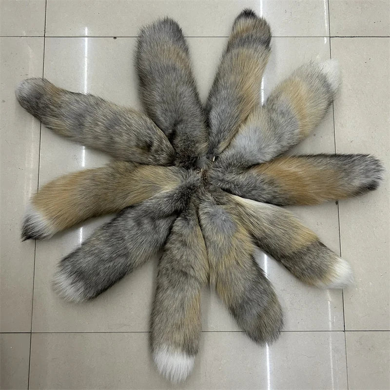 2024 Natural Fox Fur Tail Keychain – Chic Y2K Furry 40cm Keyring Accessory for Women’s Car Keys
