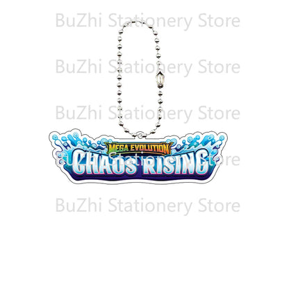 Anime Mega Evolution Acrylic Keychain 5cm – PTCG PKM Cartoon Game Logo Bag Charm Pendant Gift Toy for Boys & Girls Collection