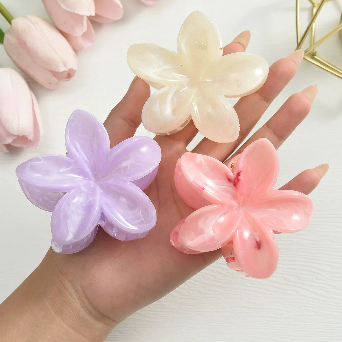 18Pcs Egg Flower Hair Clips | Gradient Candy Color Flowers, Shark Clips for Daily Ponytail Styling