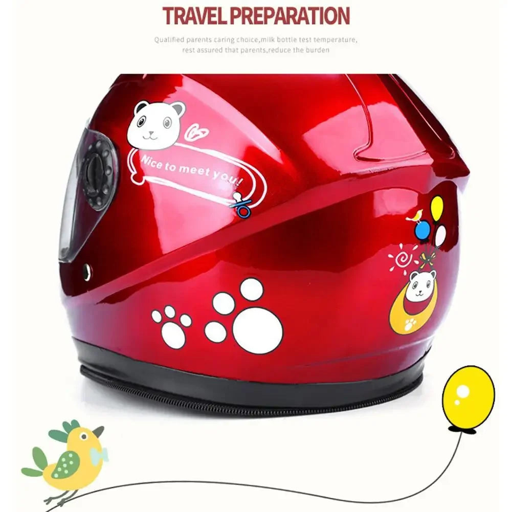 New Cute Children’s Full Face Helmet – Safety Bike & Motorcycle Helmet for Kids, Adjustable for Outdoor Sports, Four Seasons Protection