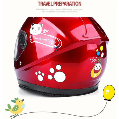New Cute Children’s Full Face Helmet – Safety Bike & Motorcycle Helmet for Kids, Adjustable for Outdoor Sports, Four Seasons Protection