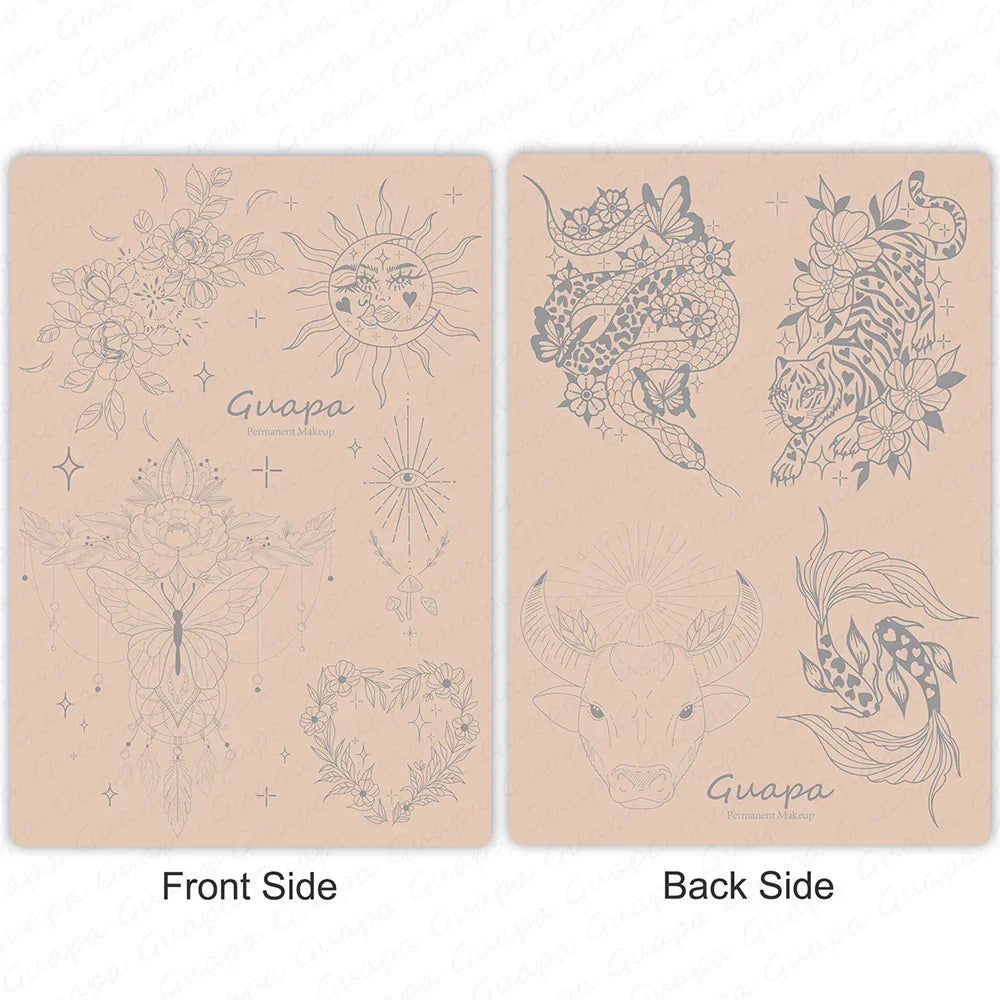 Silicone Practice Skin for Permanent Makeup — Double-Sided Latex Sheet with Brows Design for Hair Stroke Training