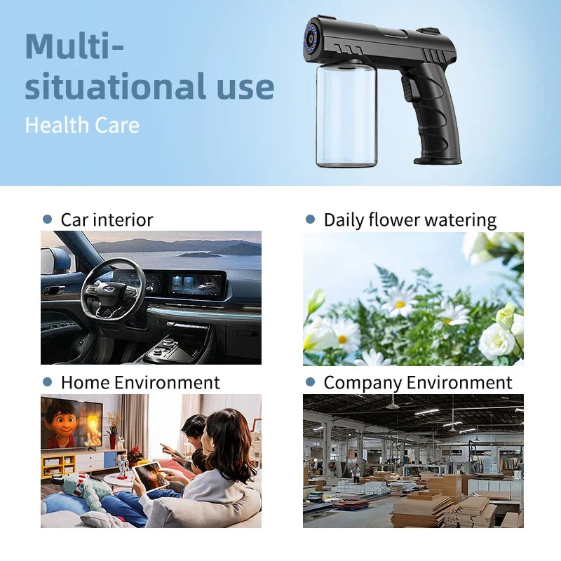 280ML Nano Blue Light Spray Gun - Wireless USB Electric Atomizer Mist Sprayer For Barber Aftershave Garden Disinfection