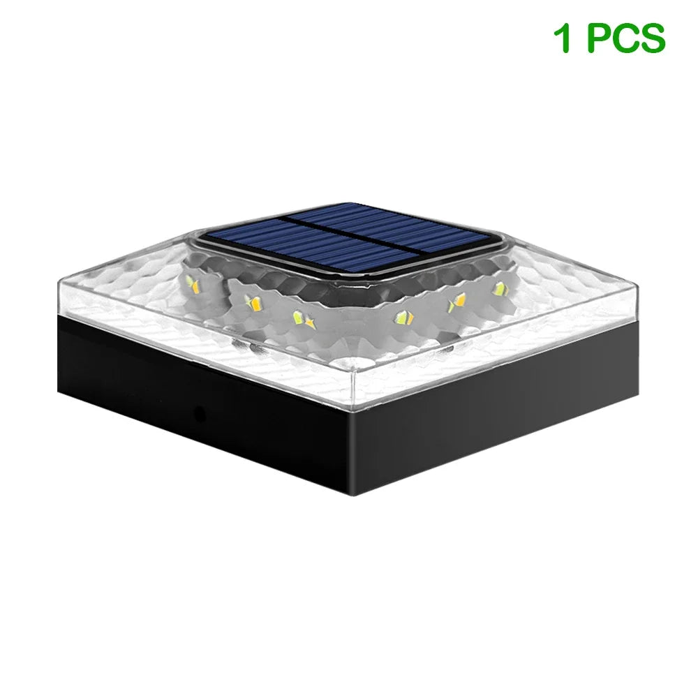 1/4PCS Solar Post Cap Lights - IP65 Waterproof Fence Topper LED Lights with 3 Color Modes for 4x4 Vinyl & Wood Posts