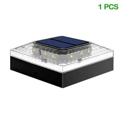1/4PCS Solar Post Cap Lights - IP65 Waterproof Fence Topper LED Lights with 3 Color Modes for 4x4 Vinyl & Wood Posts