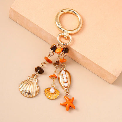 Summer Beach Shell Keychain – Octopus and Starfish Marine Life Pendant for Women, Girls, Handbag Decor, and Gifts