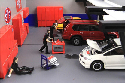 RM 1:64 Automotive Repairman & Tools Micro Mini Figure Model — Diecast Scene Collectible