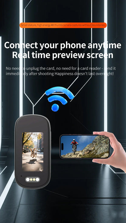 4K WiFi Mini Action Camera — Portable Thumb-Size Sport Cam for Outdoor, Helmet, Motorcycle, Cycling & Vlogging