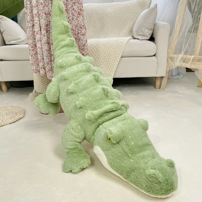 Soft Crocodile Plush Toy – Fluffy Stuffed Alligator Pillow Doll, Jungle Green Sofa Cushion, Birthday Gift