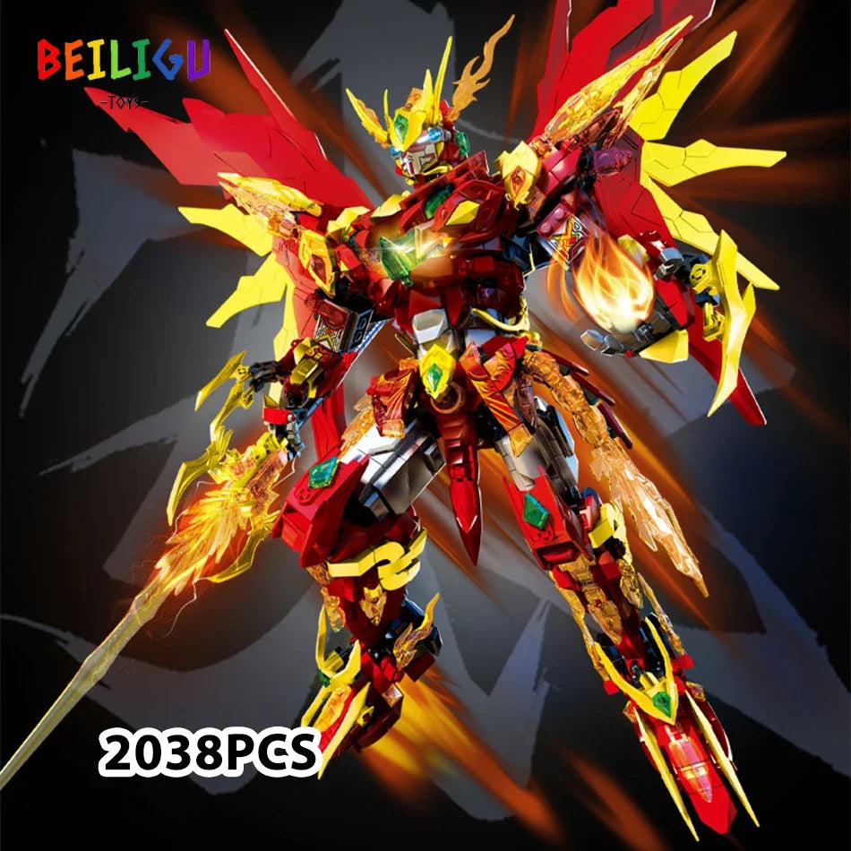 2000+PCS Warrior Robot Building Blocks – Monkey, Dragon, Tiger & Bird Mecha Action Figures for Adults