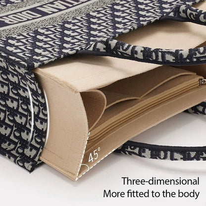Premium Purse Insert Organizer – Felt Bag Insert with Multiple Pockets for Dior Book Tote & Small Bags