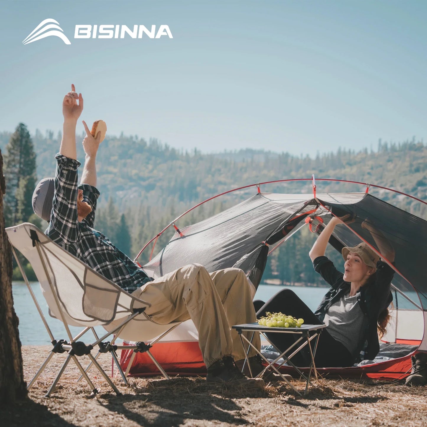 BISINNA 2-Person Ultralight Camping Tent – 20D 380T Nylon, Double Layer Waterproof Backpacking Tent for Hiking & Travel with Free Mat