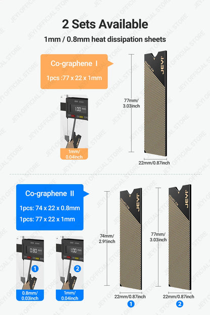 JEYI M.2 Copper SSD Heatsink with Graphene Layer - NVMe NGFF 2280 Drive Cooler for Laptop, PC & PS5