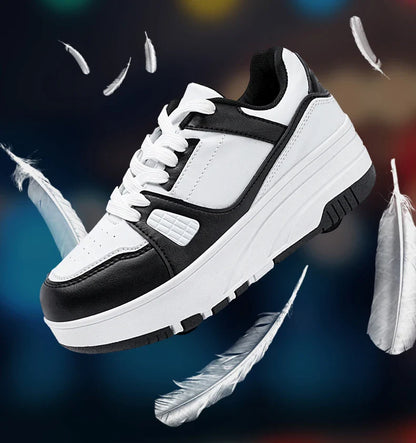 Four-Wheel Roller Shoes for Boys & Girls – Casual Outdoor Sports Sneakers with Pulleys, Slide & Shrink School Walking Shoes