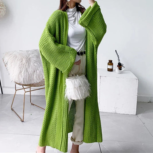 Thick Loose Long Cardigan Sweater Coat – Long Sleeve Warm Knit Outerwear, V-Neck Casual Office Jacket for Women, Fall & Winter
