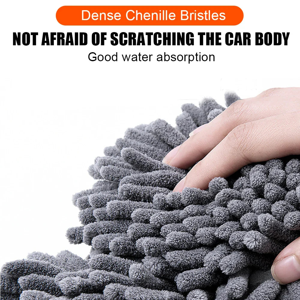 Chenille Foam Car Washer Mop Brush - Stretching Handle Set for Windshield, Roof, Window Cleaning Maintenance - Auto Care Accessories