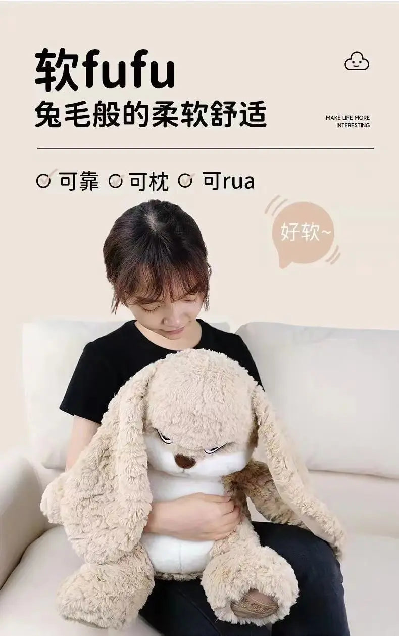 Large Angry Rabbit Plush Toy – Cute Kawaii Stuffed Animal, Soft Doll for Room Decor & Birthday Gift