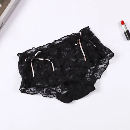 Plus Size Lace Briefs - Sweet Bow Ruffle Kawaii Japanese Style Women's Underwear