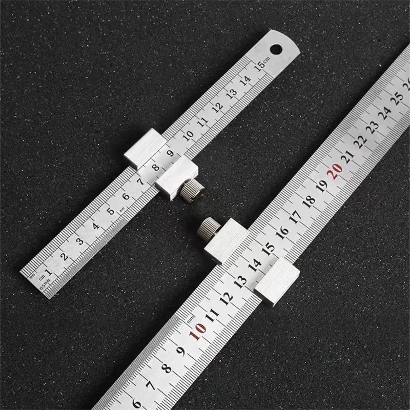Metal Carpenter Square Ruler — Woodworking Measuring & Marking Gauge with Positioning Block