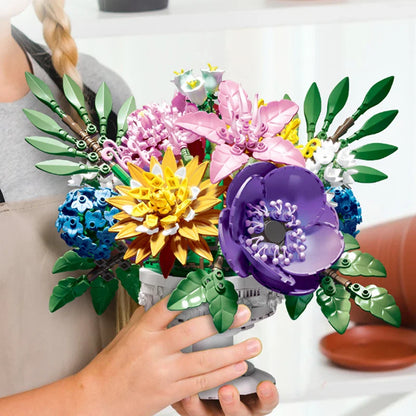 1081PCS Dream Flower Bouquet Building Blocks – Model Room & Garden Ornaments Toy for Kids, Girls, Adults, Christmas Gifts