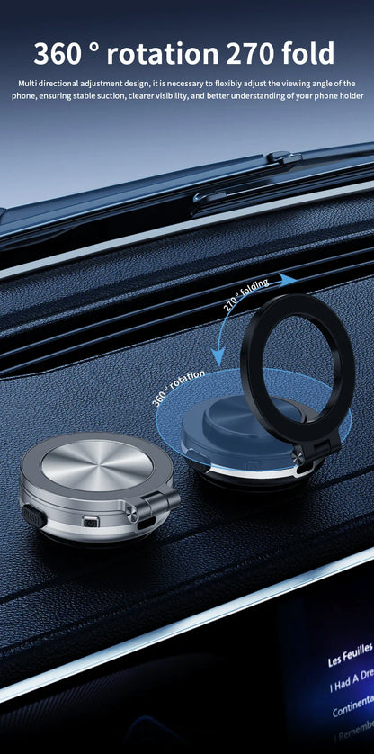Intelligent Magsafe Car Mount – Magnetic Vacuum Mobile Phone Holder with Folding Swivel Stand and Strong Adsorption