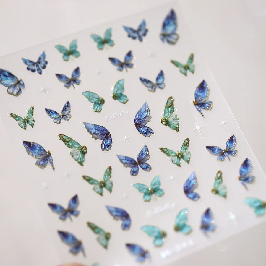 5D Glitter Butterfly Nail Sticker – Kawaii Aurora Nail Art Decal for DIY Manicure & Nail Decorations
