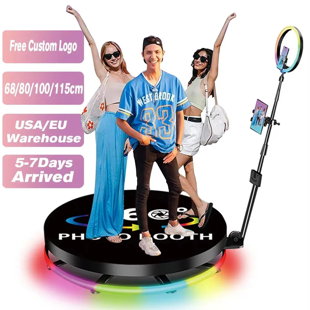 CHACKTOK 360° Spin Photo Booth Machine – Automatic Party Camera Booth with App Control & Custom Logo Software