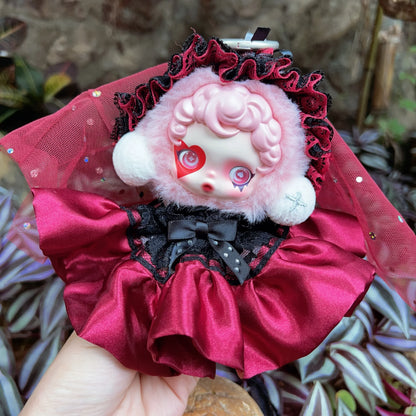 10cm Skullpanda Doll Clothes – Vintage Princess Dress Set with Headwear, Winter Symphony Series