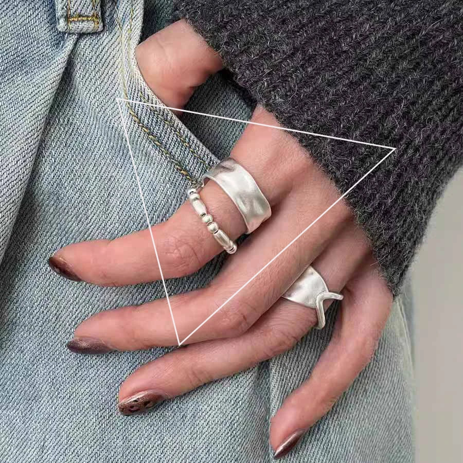 VENTFILLE 925 Sterling Silver Adjustable Ring – Vintage Hollow Line Punk Hip Hop Couple Jewelry