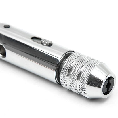Adjustable Silver T-Handle Ratchet Tap Holder Wrench – 5pcs M3-M8 Machine Screw Thread Metric T-shaped Tap