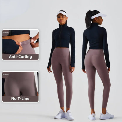 Women’s Lycra Four-Way Stretch Yoga Pants – High Waist Seamless Sports Leggings, T-Line Free Gym Fitness Wear