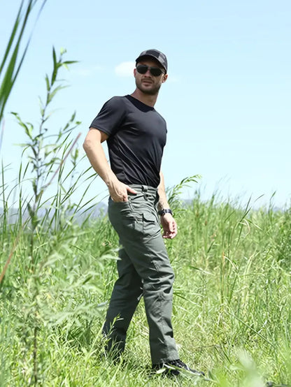 Men's Outdoor Tactical Pants — Multi-Pocket, Water-Repellent, Wear-Resistant Hiking & Sweatpants