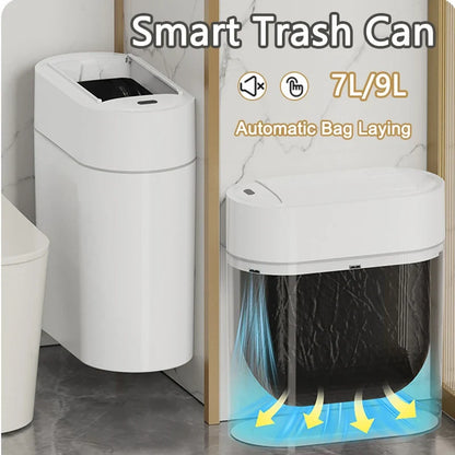 9L Smart Sensor Trash Can - Automatic Bagging Touchless Waste Bin with Lid for Kitchen & Home