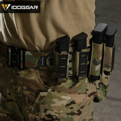 IDOGEAR Tactical Mag Pouch 9mm – Double Carbon Fiber MOLLE Carrier, Camo 3590