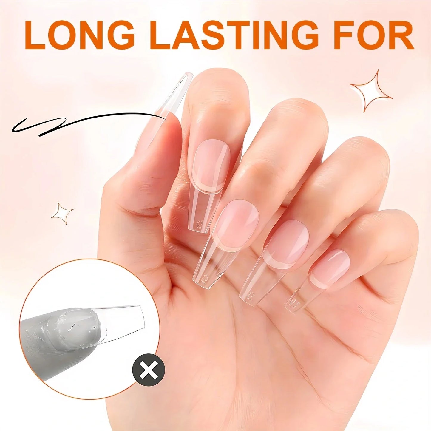 Solid Nail Glue Gel for Press-On Nails – Super Strong Acrylic Nail Gel for Manicure Extensions, Long-Lasting