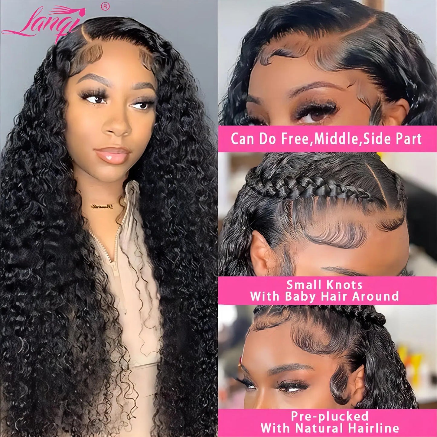 250% Curly Human Hair Lace Front Wig – Deep Wave Brazilian Remy 13x4 Water Wave Lace Frontal Wig