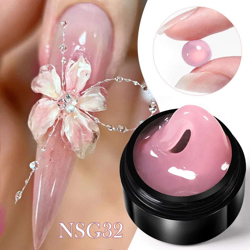 BORN PRETTY 15ml Clear Non-Stick Hand Extension Gel - 3D Shaping Nail Art, Milky Jelly Hard Gel for Fake Nails