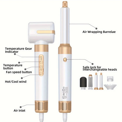 7-in-1 Hair Dryer Brush — High-Speed Brushless Dryer with Diffuser, Ionic & Curler