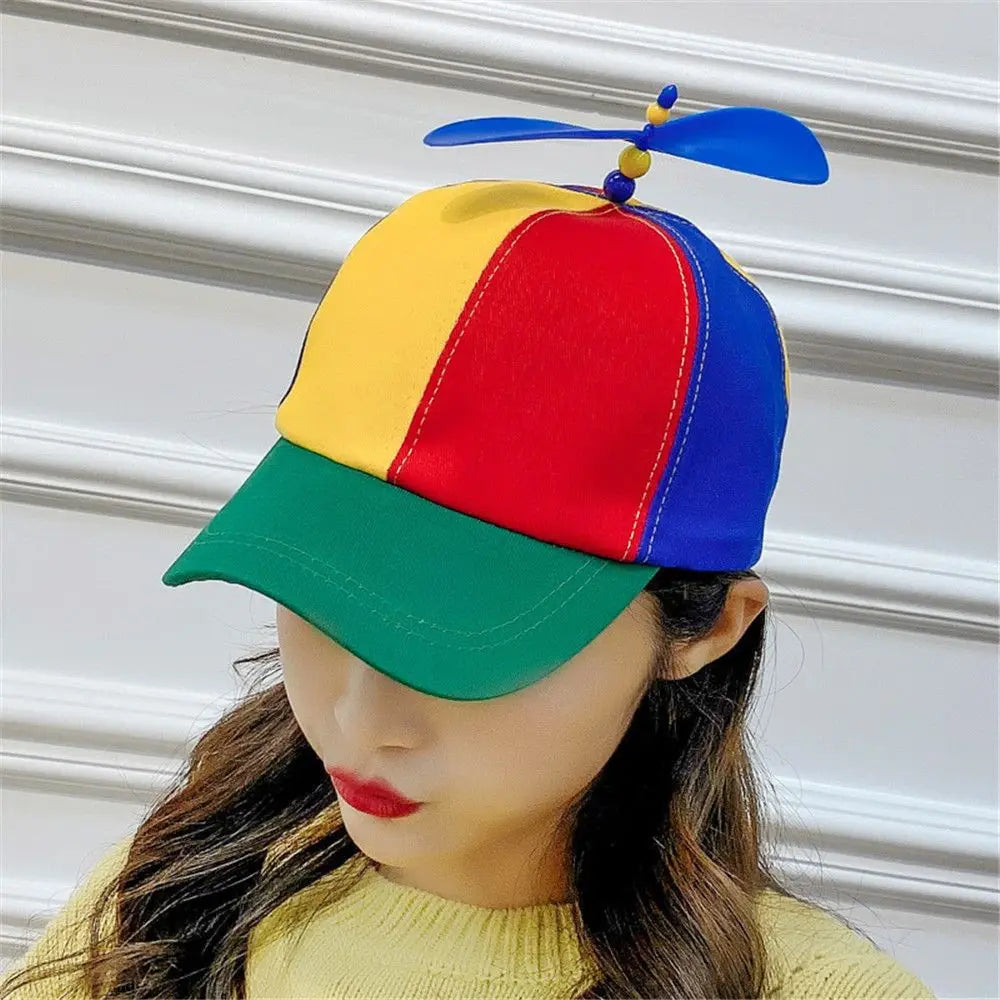Funny Snapback Hat | Helicopter Propeller Rainbow Bamboo Dragonfly Dad Hat for Adults & Kids